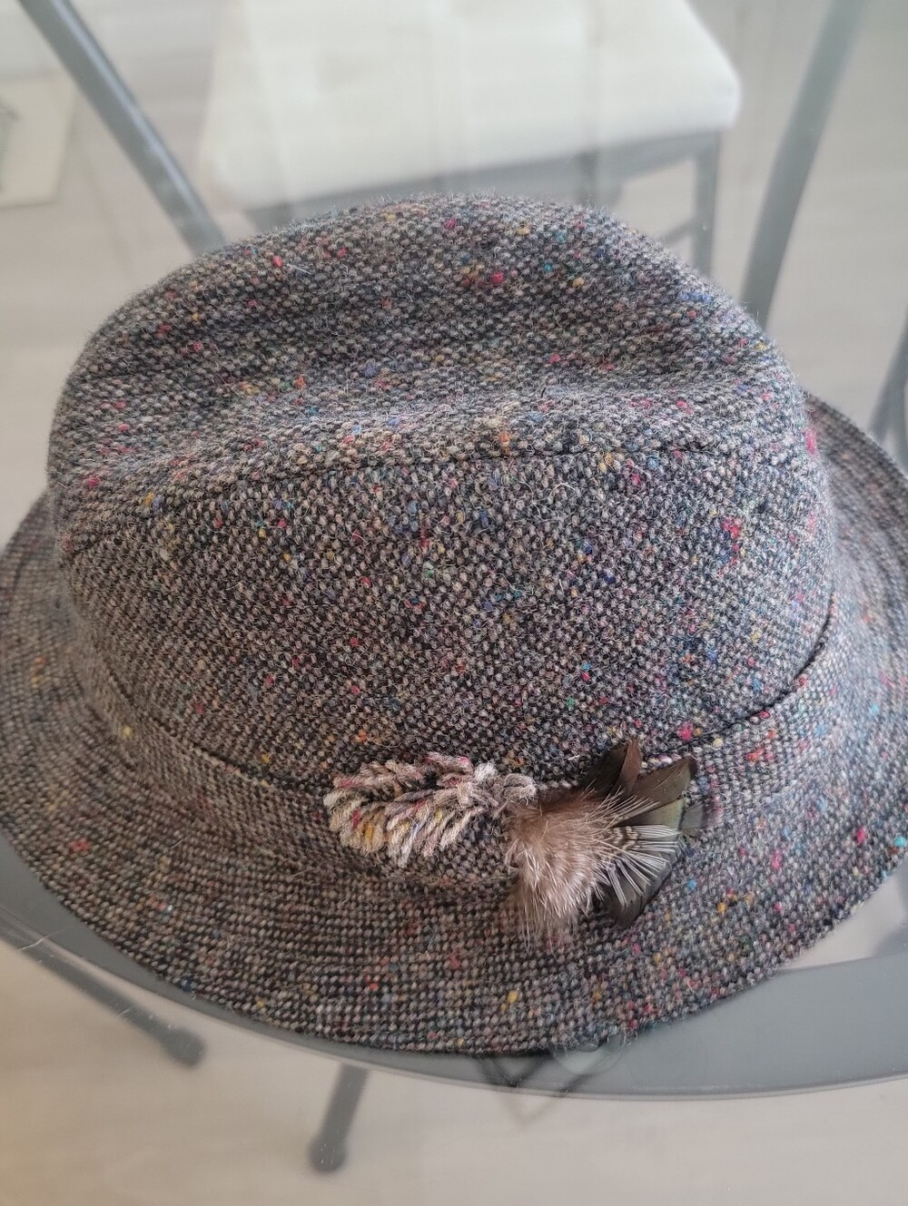 Hanna Walking Hat, Pure New Wool By Donegan Of Ireland Fleckped Grey SZ XL